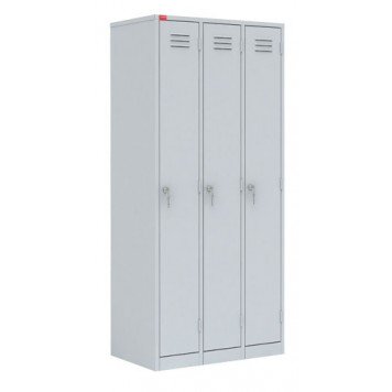 Трехсекционный металлический шкаф для одежды ШРМ-33